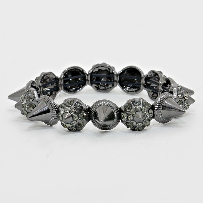 Madeline Love Black Diamond, Hematite Stud Stretch Bracelet - Jewelry