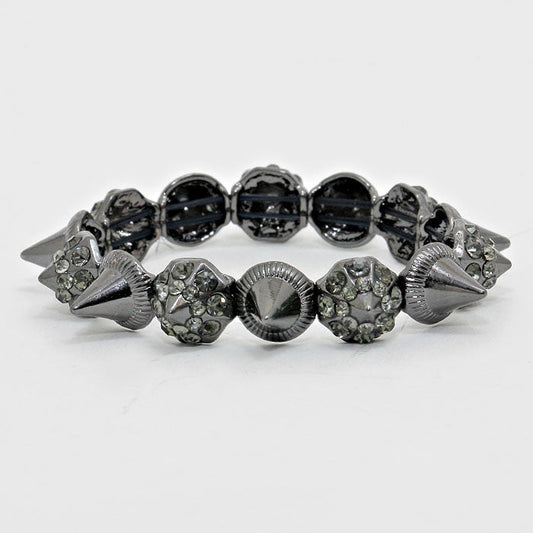 Madeline Love Black Diamond, Hematite Stud Stretch Bracelet - Jewelry