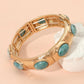 Madeline Love Green, Light Marbled Oval Stone Accent Hammered Metal Beaded Stretch Bracelet - Bracelets