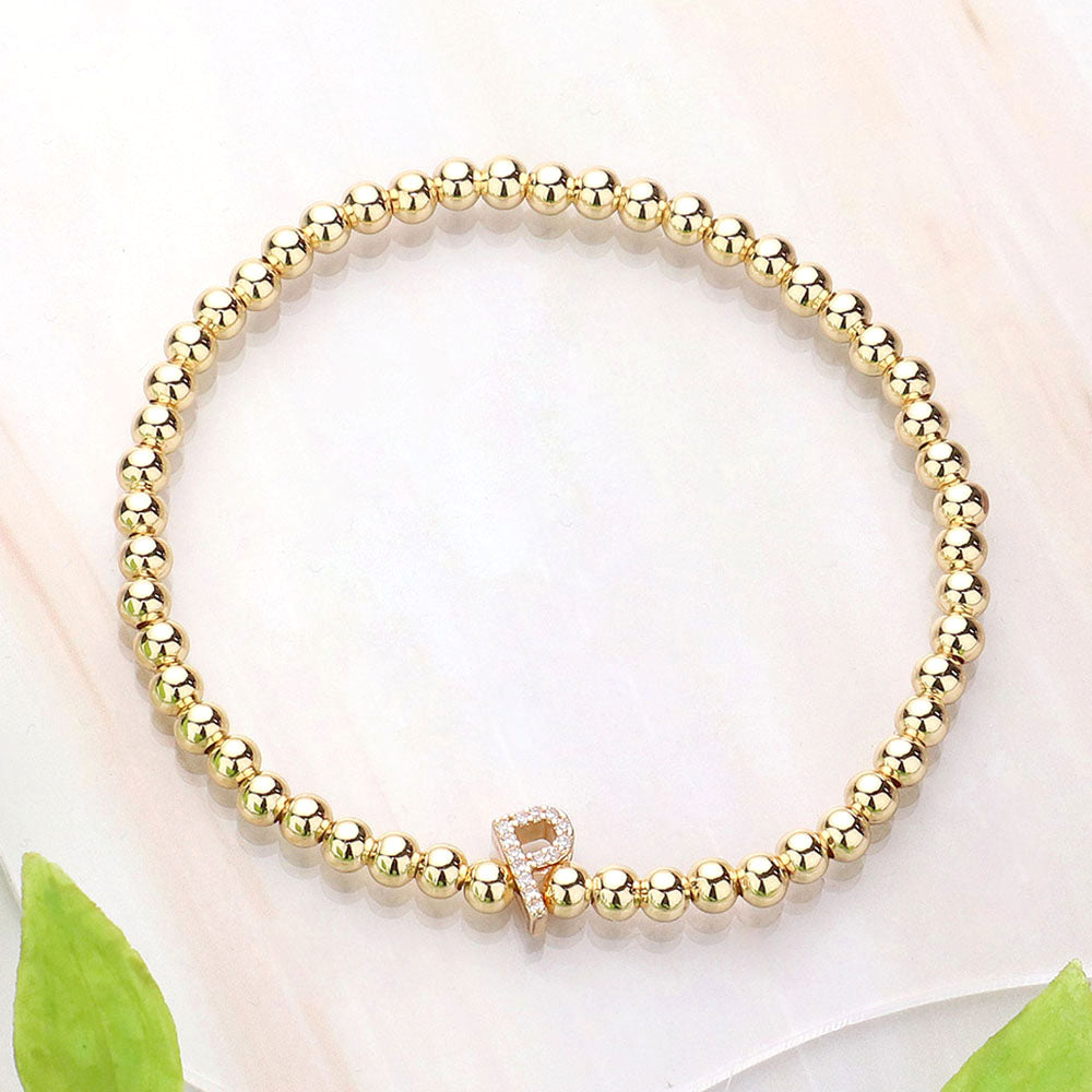 Madeline Love Gold P Monogram Initial Stretch Bracelet