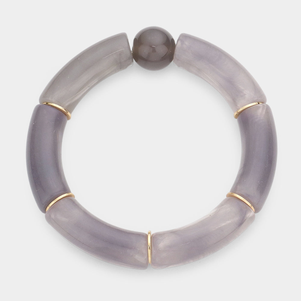 Madeline Love Gray Round Bead Accented Resin Stretch Bracelet - Bracelets