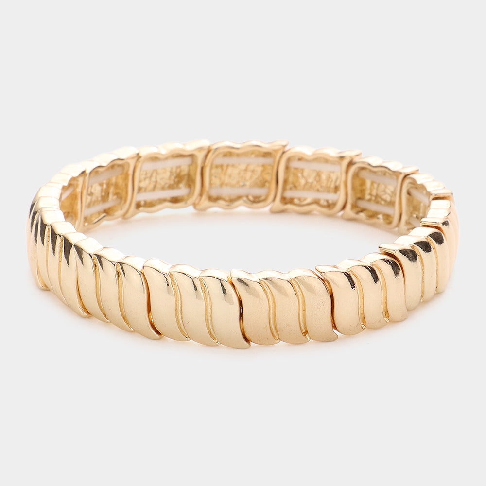 Madeline Love Gold Wavy Metal Stretch Bracelet - Bracelets