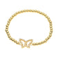 Madeline Love Gold Stainless Steel CZ Stone Paved Butterfly Charm Beaded Stretch Bracelet - Bracelets - desc