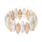 Madeline Love Worn Gold, Worn Silver Bold Hammered Metal Marquise Beaded Stretch Bracelet - Bracelets - desc