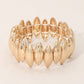 Madeline Love Worn Gold Bold Hammered Metal Marquise Beaded Stretch Bracelet - Bracelets