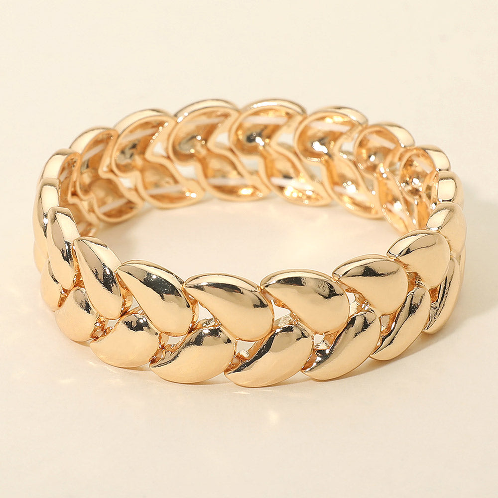 Madeline Love Gold Bold Polished Metal Beaded Stretch Bracelet - Bracelets