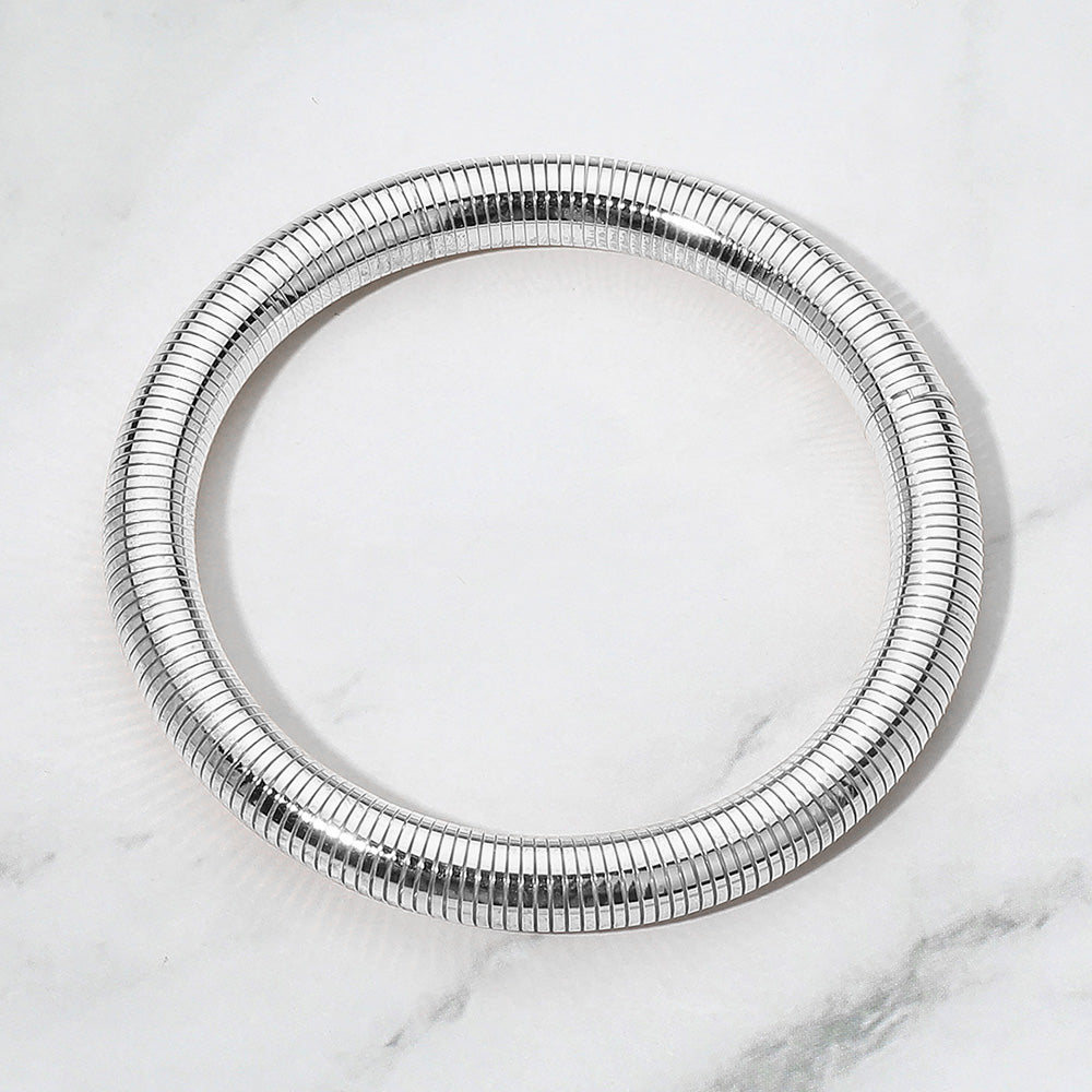 Madeline Love Rhodium Wide Coil Bangle Bracelet - Bracelets