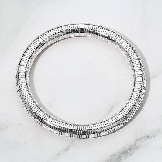 Madeline Love Rhodium Wide Coil Bangle Bracelet - Bracelets