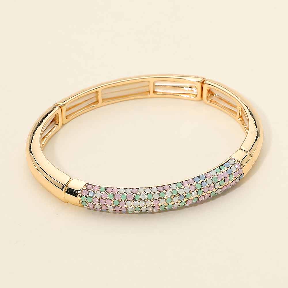Madeline Love AB, Gold Rhinestone Embellished Stretch Bracelet
