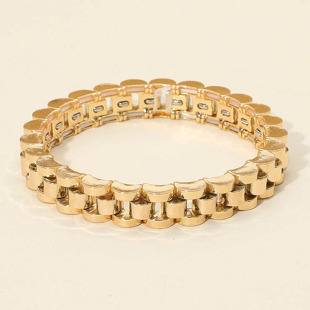Madeline Love Gold Bold Metal Link Chain Stretch Bracelet - Bracelets