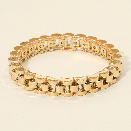 Madeline Love Gold Bold Metal Link Chain Stretch Bracelet - Bracelets
