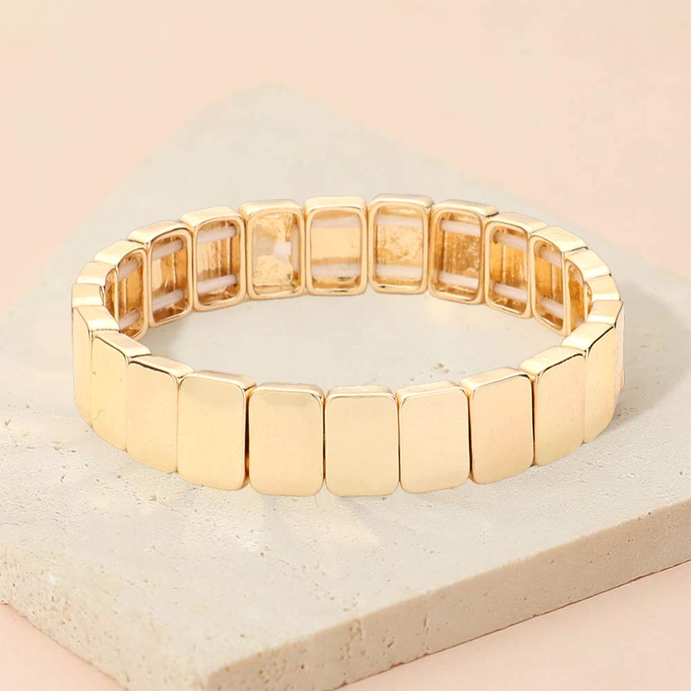 Madeline Love Gold Square Metal Stretch Bracelet - Bracelets