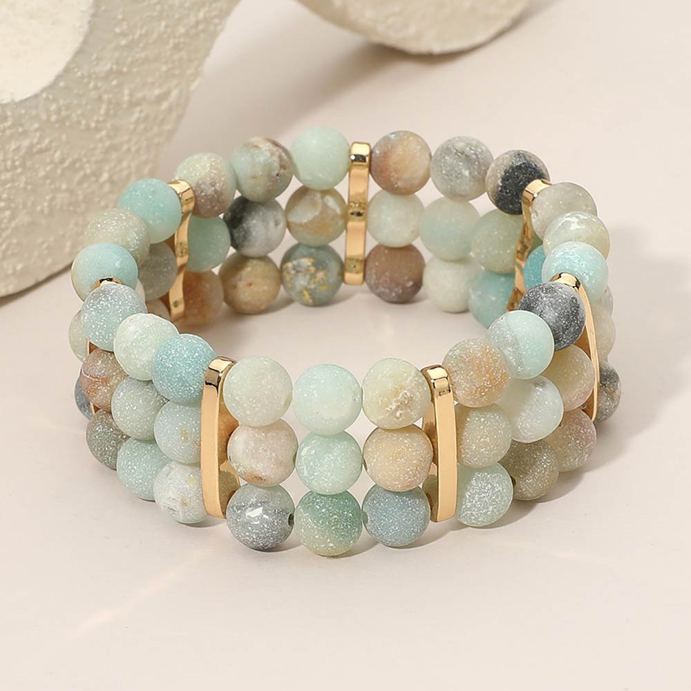 Madeline Love Gold, Mint Multi Row Beaded Stretch Bracelet - Bracelets
