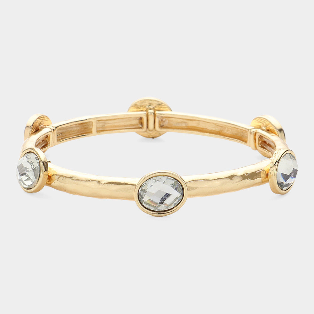 Madeline Love Clear Oval Stone Cluster Pointed Stretch Bracelet