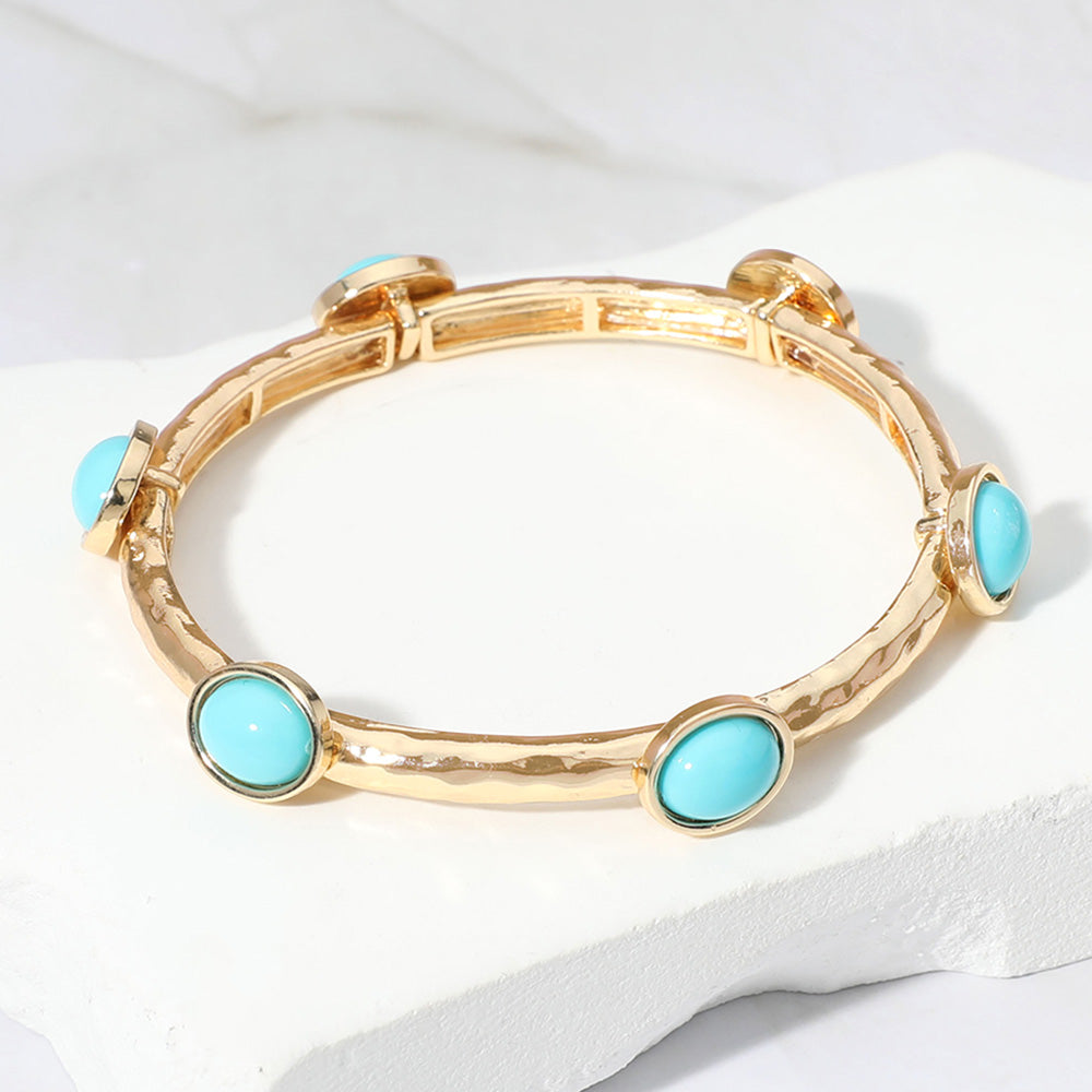 Madeline Love Turquoise Oval Stone Cluster Pointed Stretch Bracelet - Bracelets