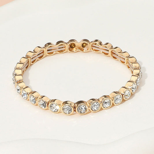 Madeline Love Clear, Gold Stone Bezel Stretch Bracelet