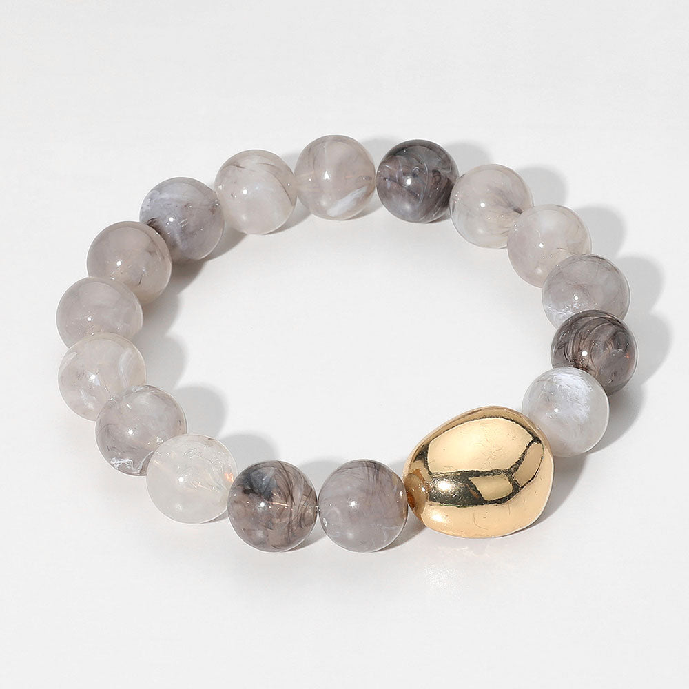 Madeline Love Gray Marbled Resin Ball Beaded Stretch Bracelet - Bracelets