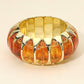 Madeline Love Brown, Gold Chunky Marbled Resin Inlay Stretch Bracelet - Bracelets