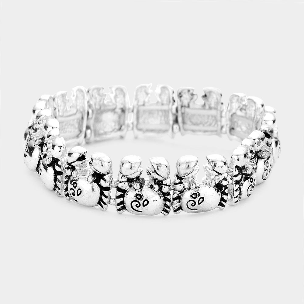 Madeline Love Antique Silver Metal crab stretch bracelet - Bracelets