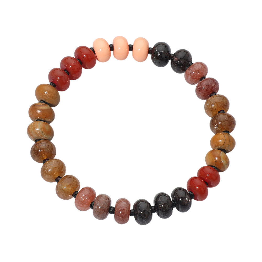 Madeline Love Dark Brown Resin Pebble Beaded Stretch Bracelet - Bracelets - desc
