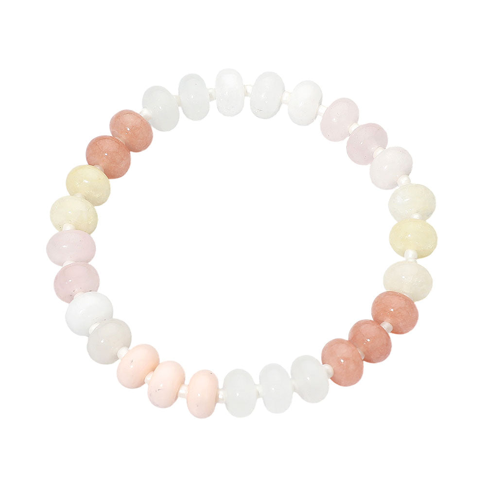 Madeline Love Neutral Resin Pebble Beaded Stretch Bracelet - Bracelets - desc
