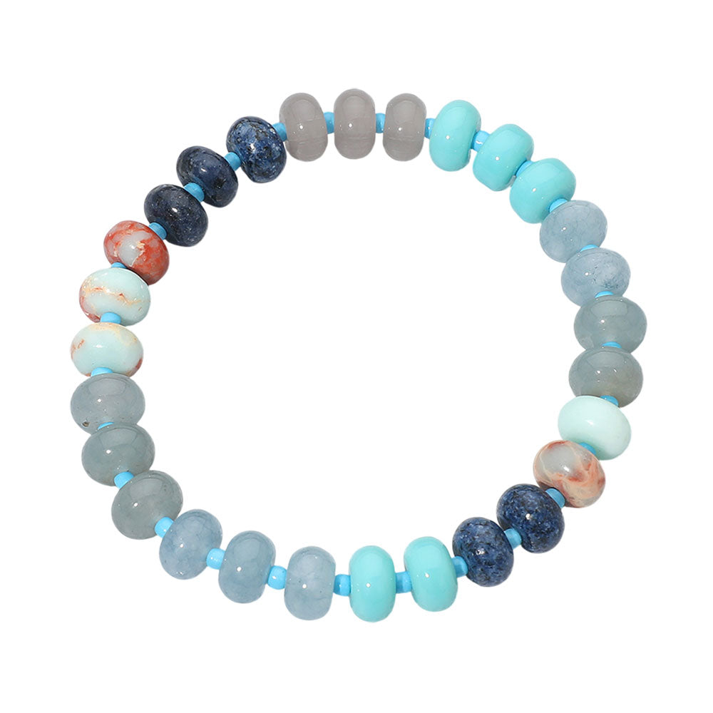 Madeline Love Turquoise Resin Pebble Beaded Stretch Bracelet - Bracelets - desc