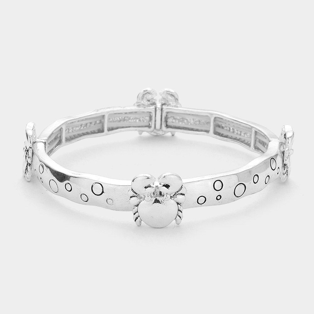 Madeline Love Antique Silver Segmented Bubble Crab Stretch Bracelet - Jewelry