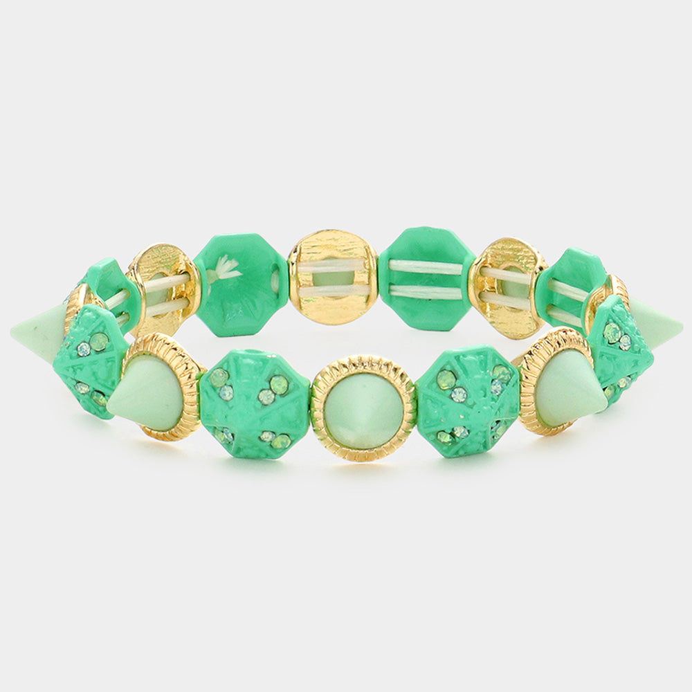 Madeline Love Mint Spike Cone Stretch Bracelet - Bracelets