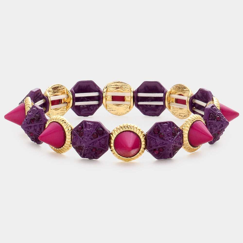 Madeline Love Purple Spike Cone Stretch Bracelet - Bracelets