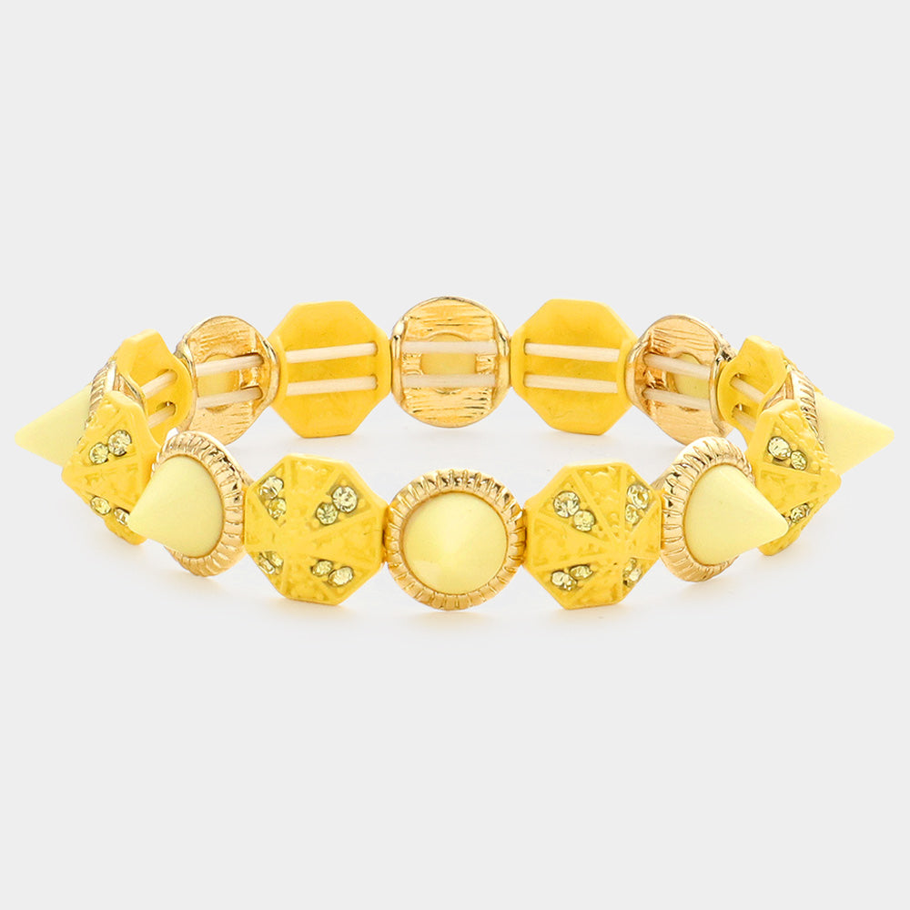 Madeline Love Yellow Spike Cone Stretch Bracelet - Bracelets