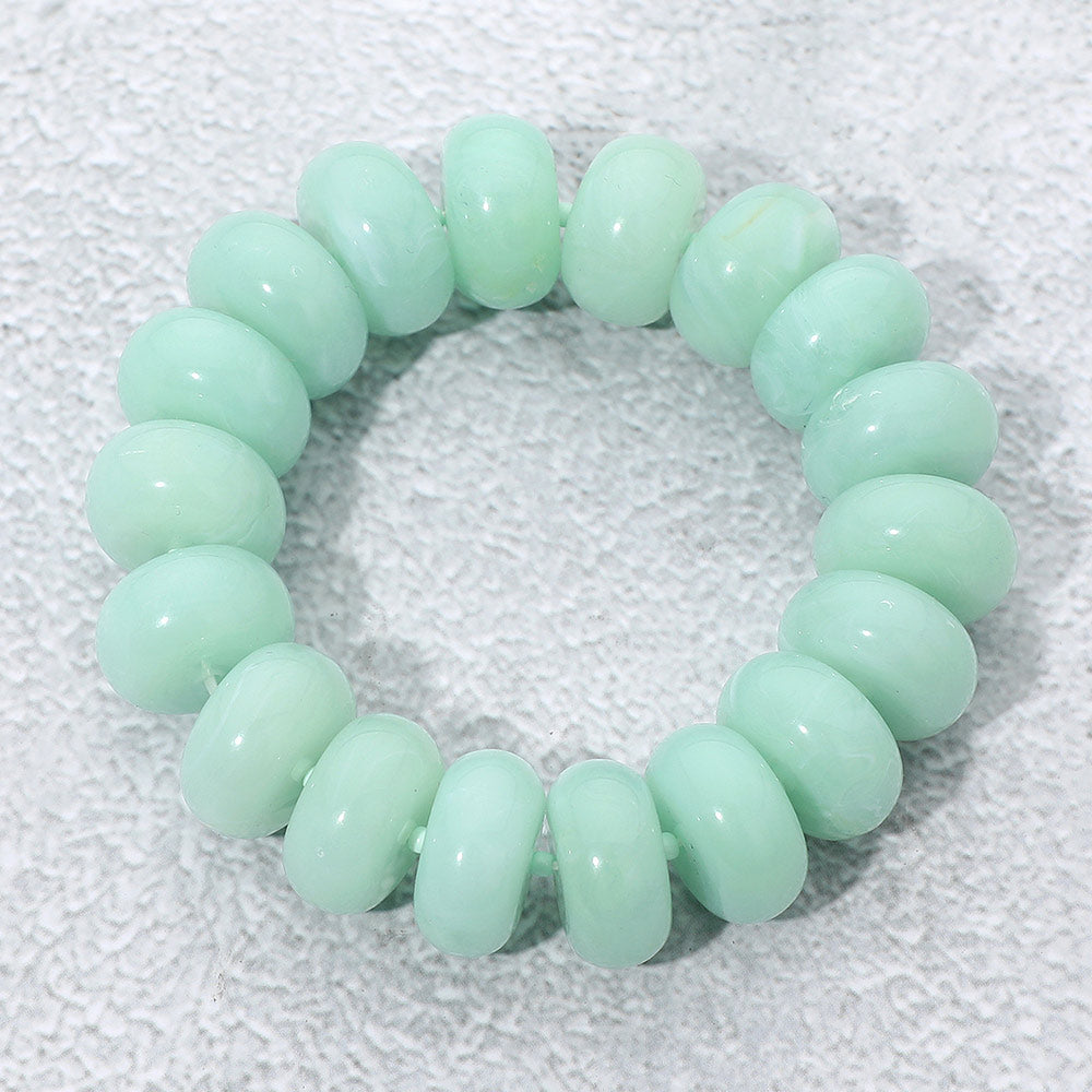 Madeline Love Gold, Mint Chunky Marbled Rounded Pebble Beaded Stretch Bracelet - Bracelets - desc