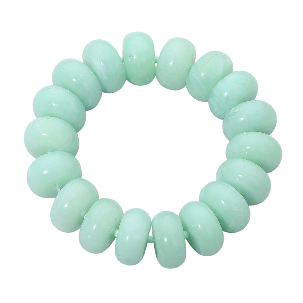 Madeline Love Gold, Mint Chunky Marbled Rounded Pebble Beaded Stretch Bracelet - Bracelets - extra