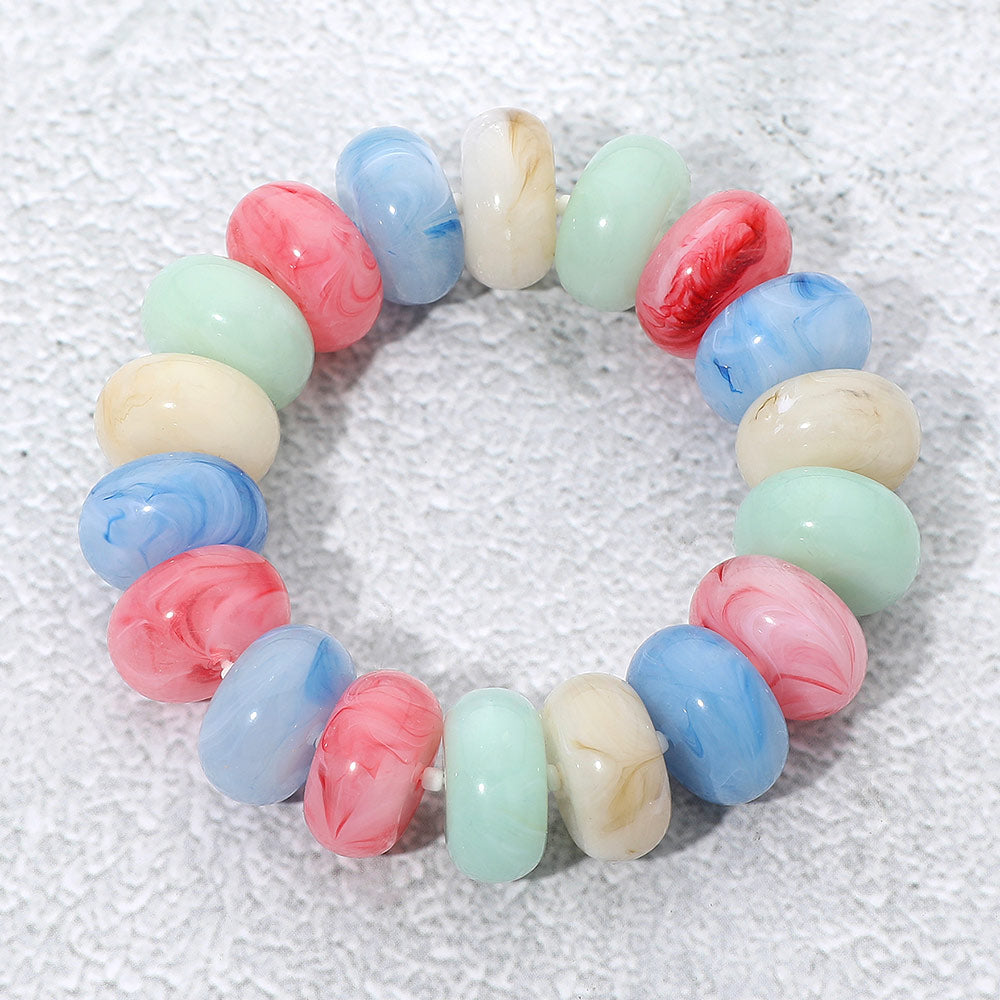 Madeline Love Gold, Multi Chunky Marbled Rounded Pebble Beaded Stretch Bracelet - Bracelets