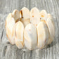 Madeline Love Ivory Bold Marbled Oval Penal Beaded Stretch Bracelet - Bracelets