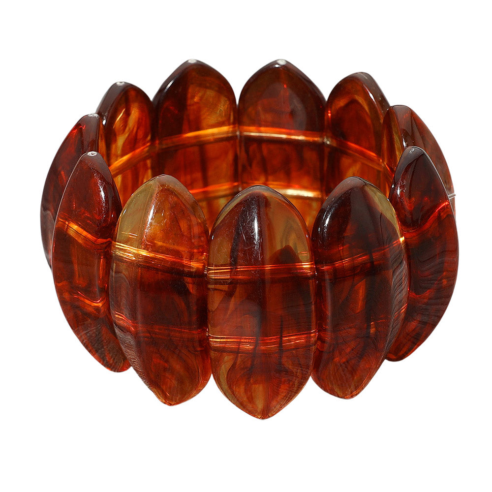 Madeline Love Tortoise Bold Marbled Oval Penal Beaded Stretch Bracelet - Bracelets - desc