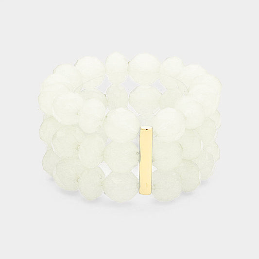 Madeline Love Clear 3Rows Faceted Beaded Ball Stretch Bracelet - Bracelets