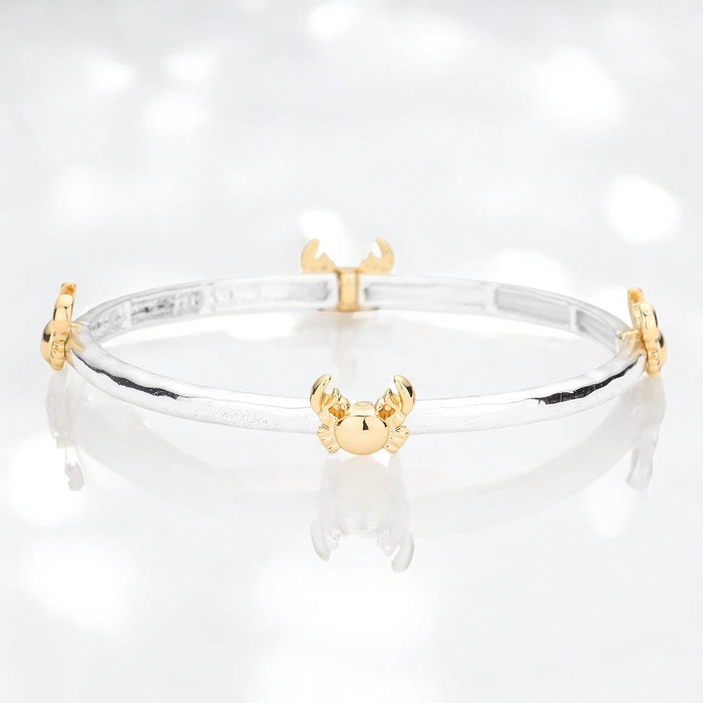Madeline Love Gold, Silver Crab Stretch Bracelet - Bracelets
