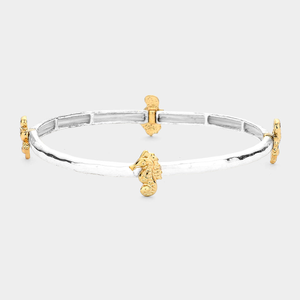 Two Tone Seahorse Stretch Bracelet