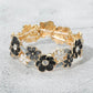 Madeline Love Black, Gold Stone Center Floral Enamel Stretch Bracelet - Bracelets