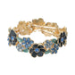 Madeline Love Blue, Gold Stone Center Floral Enamel Stretch Bracelet - Bracelets - desc