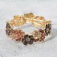 Madeline Love Brown, Gold Stone Center Floral Enamel Stretch Bracelet - Bracelets