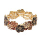 Madeline Love Brown, Gold Stone Center Floral Enamel Stretch Bracelet - Bracelets - desc