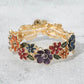 Madeline Love Gold, Multi Stone Center Floral Enamel Stretch Bracelet - Bracelets