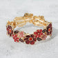 Madeline Love Gold, Red Stone Center Floral Enamel Stretch Bracelet - Bracelets