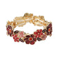 Madeline Love Gold, Red Stone Center Floral Enamel Stretch Bracelet - Bracelets - desc