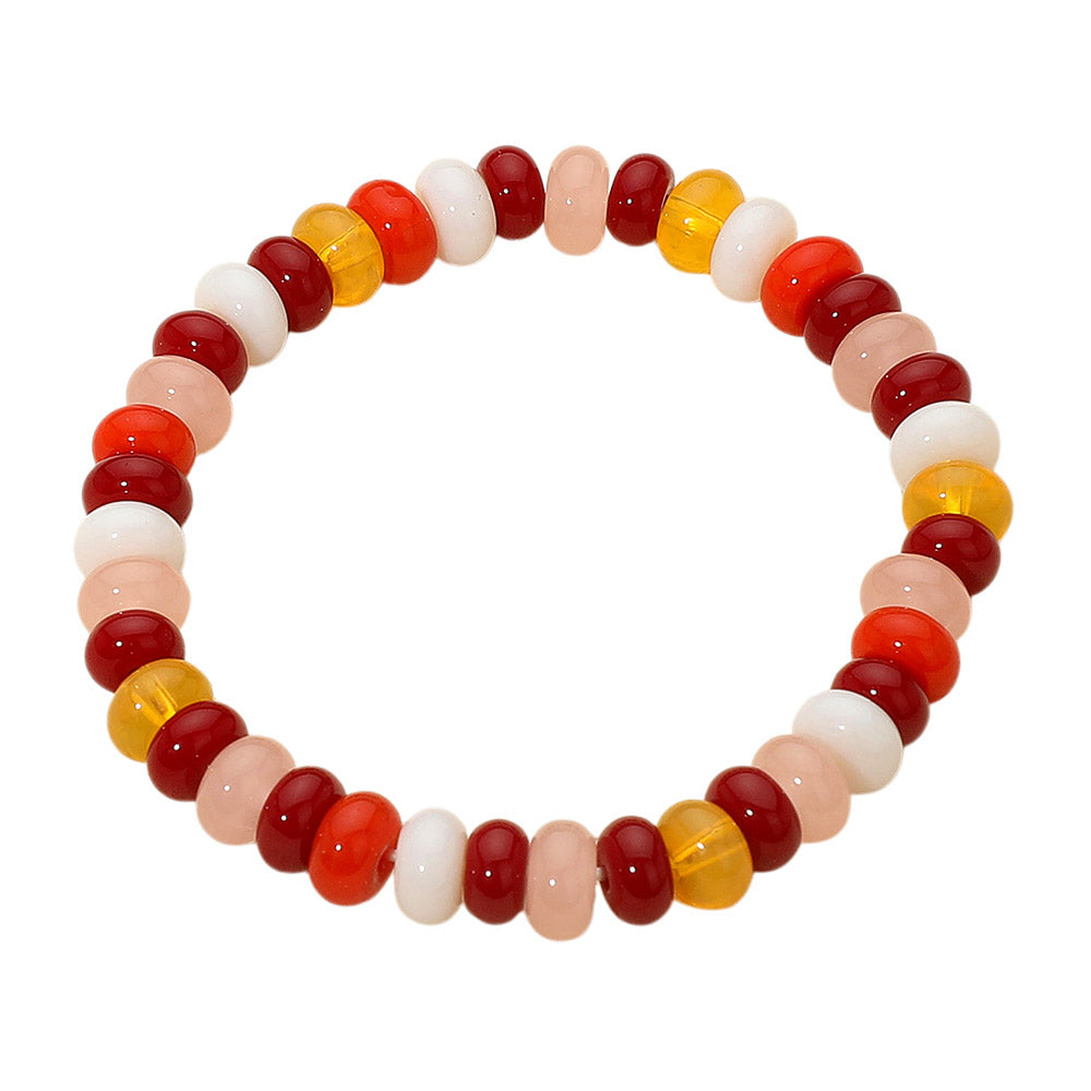 Madeline Love Burgundy, Multi Resin Pebble Beaded Stretch Bracelet - Bracelets - extra
