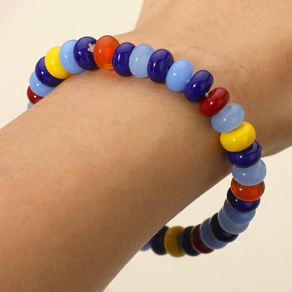 Madeline Love Blue, Multi Resin Pebble Beaded Stretch Bracelet - Bracelets
