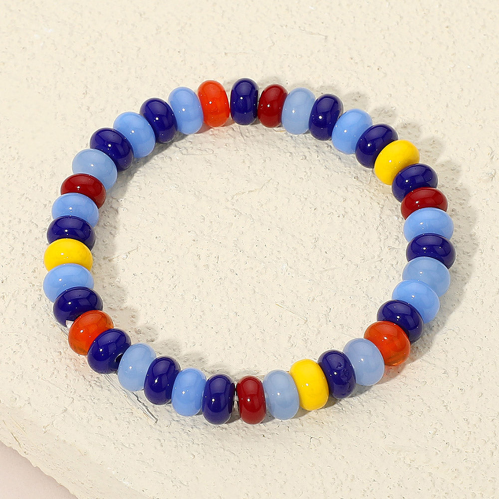 Madeline Love Blue, Multi Resin Pebble Beaded Stretch Bracelet - Bracelets - desc
