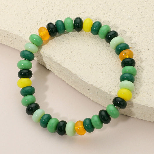 Madeline Love Green, Multi Resin Pebble Beaded Stretch Bracelet - Bracelets