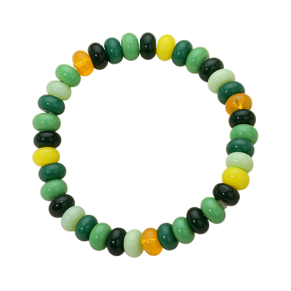 Madeline Love Green, Multi Resin Pebble Beaded Stretch Bracelet - Bracelets - desc